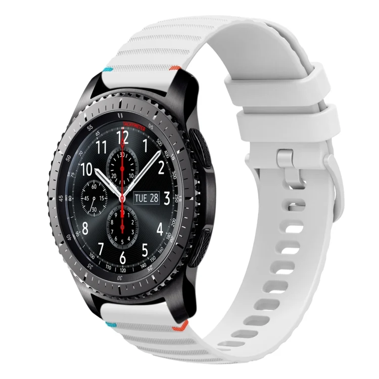 Wavy Dotted Stitched 22mm Silicone Watch Band