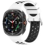 For Samsung Galaxy Watch Ultra 47mm Holes Style Metal Connector Two Color Silicone Watch Band