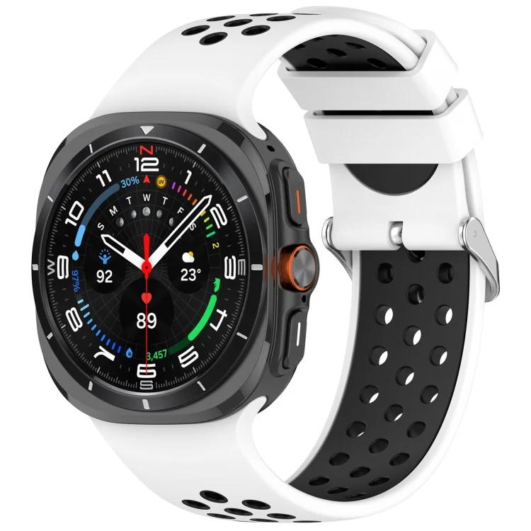 For Samsung Galaxy Watch Ultra 47mm Holes Style Metal Connector Two Color Silicone Watch Band