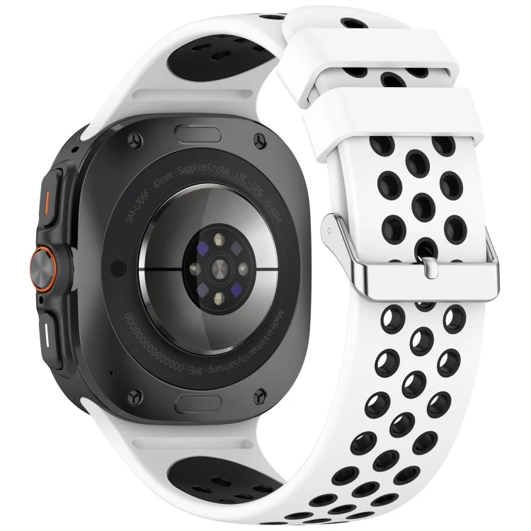 SYA002676401A_1.webp For Samsung Galaxy Watch Ultra 47mm Holes Style Metal Connector Two Color Silicone Watch Band - Image 9