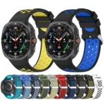For Samsung Galaxy Watch Ultra 47mm Holes Style Metal Connector Two Color Silicone Watch Band - Image 2