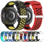 For Samsung Galaxy Watch Ultra 47mm Holes Style Metal Connector Two Color Silicone Watch Band - Image 3