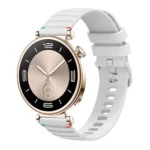 For Huawei Watch GT 4 41mm Wavy Dotted Stitched 18mm Silicone Watch Band