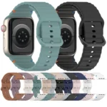 Wavy Grain Stitched Silicone Watch Band, For Apple Watch Series 8 41mm, For Apple Watch Series 8 45mm - Image 3