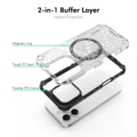 ENKAY Hat-Prince Honeycomb MagSafe Shockproof Phone Case with Large Arc Edge Film, For iPhone 15 Pro Max, For iPhone 15 Pro, For iPhone 15 Plus, For iPhone 15 - Image 4