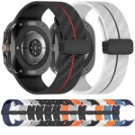 For Samsung Galaxy Watch Ultra 47mm Carbon Fiber Magnetic Folding Buckle Silicone Watch Band - Image 3
