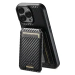 Suteni TXWH18 Carbon Fiber Texture Detachable Wallet MagSafe Phone Case, For iPhone 16 Pro Max, For iPhone 16 Pro, For iPhone 16 Plus, For iPhone 16, For iPhone 15 Pro Max, For iPhone 15 Pro...