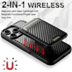 Suteni TXWH18 Carbon Fiber Texture Detachable Wallet MagSafe Phone Case, For iPhone 16 Pro Max, For iPhone 16 Pro, For iPhone 16 Plus, For iPhone 16, For iPhone 15 Pro Max, For iPhone 15 Pro... - Image 5