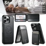Suteni TXWH18 Carbon Fiber Texture Detachable Wallet MagSafe Phone Case, For iPhone 16 Pro Max, For iPhone 16 Pro, For iPhone 16 Plus, For iPhone 16, For iPhone 15 Pro Max, For iPhone 15 Pro... - Image 2