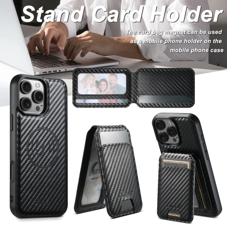 SYA0026906_B1.webp Suteni TXWH18 Carbon Fiber Texture Detachable Wallet MagSafe Phone Case, For iPhone 16 Pro Max, For iPhone 16 Pro, For iPhone 16 Plus, For iPhone 16, For iPhone 15 Pro Max, For iPhone 15 Pro... - Image 2