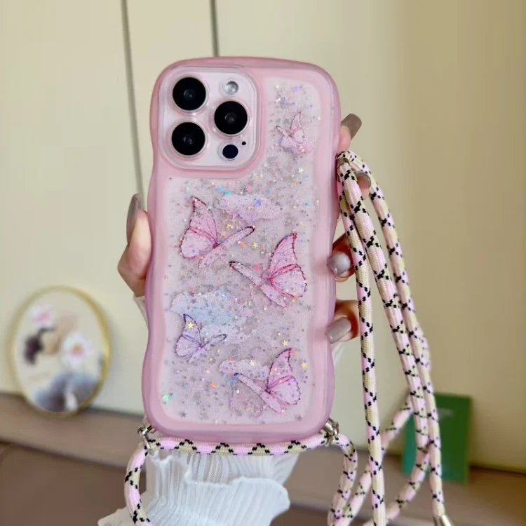SYA002692913A.webp Crossbody Wave Edge Butterfly TPU Phone Case, For iPhone 13 Pro Max, For iPhone 13 Pro, For iPhone 13, For iPhone 12 - Image 1
