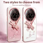 Gradient Glitter Immortal 3D Dragonfly Holder Plated Phone Case, For Xiaomi 14 Ultra, For Xiaomi 14 Pro, For Xiaomi 14 - Image 2