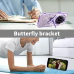 Gradient Glitter Immortal 3D Dragonfly Holder Plated Phone Case, For Xiaomi 14 Ultra, For Xiaomi 14 Pro, For Xiaomi 14 - Image 5