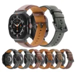 For Samsung Galaxy Watch Ultra 47mm Stitched Black Buckle Genuine Leather Watch Band - Image 2