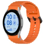 Wavy Grain Stitched Black Buckle Silicone Watch Band
