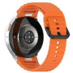 Wavy Grain Stitched Black Buckle Silicone Watch Band - Image 5