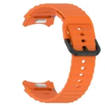Wavy Grain Stitched Black Buckle Silicone Watch Band - Image 6