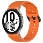 Wavy Grain Stitched Black Buckle Silicone Watch Band