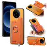 Retro Magsafe Cross Leather Ring Holder Card Bag Phone Case, For Xiaomi 14 Ultra, For Xiaomi 14 Pro 5G