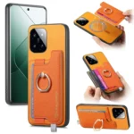 Retro Magsafe Cross Leather Ring Holder Card Bag Phone Case, For Xiaomi 14, For Xiaomi Redmi Note 13 5G