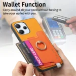 Retro Magsafe Cross Leather Ring Holder Card Bag Phone Case, For Redmi 13C / Poco C65 / M6, For Redmi Turbo 3 5G - Image 5