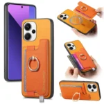 Retro Magsafe Cross Leather Ring Holder Card Bag Phone Case, For Redmi Note 13 Pro+, For Redmi 12 / Note 12R / Poco M6 Pro 5G