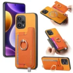 Retro Magsafe Cross Leather Ring Holder Card Bag Phone Case, For Redmi Note 12 Turbo / Poco F5 5G, For Xiaomi Civi 3 5G