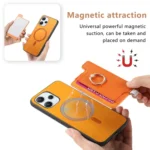 Retro Magsafe Cross Leather Ring Holder Card Bag Phone Case, For Redmi Note 12 Turbo / Poco F5 5G, For Xiaomi Civi 3 5G - Image 4