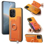 Retro Magsafe Cross Leather Ring Holder Card Bag Phone Case, For Redmi K70E / Poco X6 Pro 5G, For Redmi Note 13 Pro 5G / Poco X6 5G