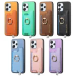 Retro Magsafe Cross Leather Ring Holder Card Bag Phone Case, For Redmi Note 12 Turbo / Poco F5 5G, For Xiaomi Civi 3 5G - Image 2