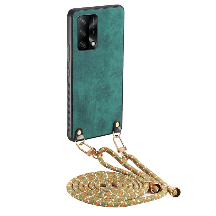 Vintage Leather PC Back Cover Phone Case with Crossbody Strap, For OPPO F19 / A74 4G, For OPPO A9 2020 / A5 2020