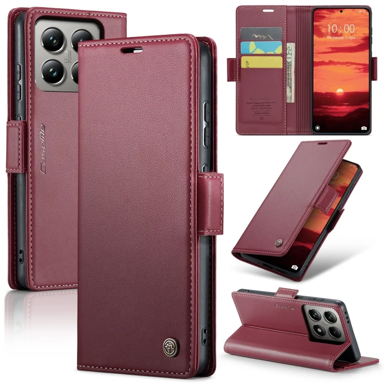 CaseMe 023 Butterfly Buckle Litchi Texture RFID Anti-theft Leather Phone Case, For Xiaomi 14T Pro, For Xiaomi 14T