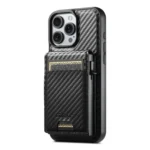 Suteni H19 Carbon Fiber Grain 2-in-1 MagSafe Removable Card Box Back Phone Case, For iPhone 16 Pro Max, For iPhone 16 Pro, For iPhone 16 Plus, For iPhone 16, For iPhone 15 Pro Max, For iPhone 15 Pr...