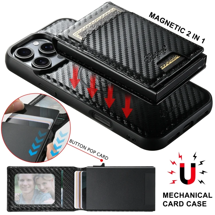 SYA002742401A_1.webp Suteni H19 Carbon Fiber Grain 2-in-1 MagSafe Removable Card Box Back Phone Case, For iPhone 16 Pro Max, For iPhone 16 Pro, For iPhone 16 Plus, For iPhone 16, For iPhone 15 Pro Max, For iPhone 15 Pr... - Image 3