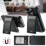 Suteni H19 Carbon Fiber Grain 2-in-1 MagSafe Removable Card Box Back Phone Case, For iPhone 16 Pro Max, For iPhone 16 Pro, For iPhone 16 Plus, For iPhone 16, For iPhone 15 Pro Max, For iPhone 15 Pr... - Image 2