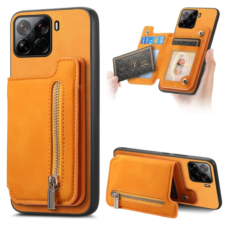 Retro MagSafe Zipper Wallet Card Bag Back Phone Case, For Xiaomi 15 Pro, For Xiaomi 15