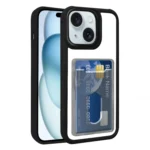 Electroplated Card Bag Acrylic Hybrid TPU Phone Case, For iPhone 15, For iPhone 14 Plus