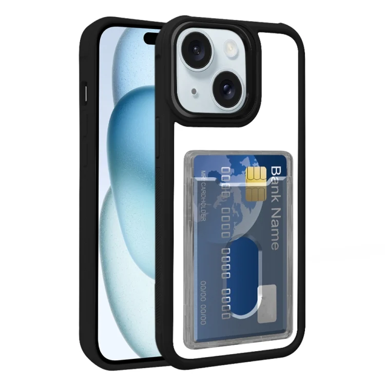 Electroplated Card Bag Acrylic Hybrid TPU Phone Case, For iPhone 15, For iPhone 14 Plus