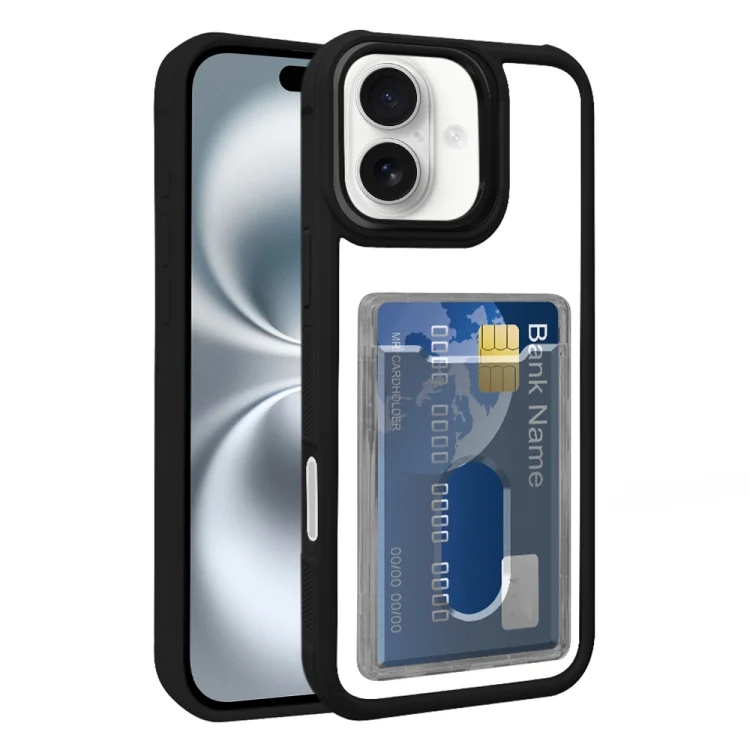 Electroplated Card Bag Acrylic Hybrid TPU Phone Case, For iPhone 16 Plus, For iPhone 16