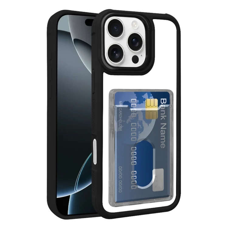 Electroplated Card Bag Acrylic Hybrid TPU Phone Case, For iPhone 16 Pro Max, For iPhone 16 Pro