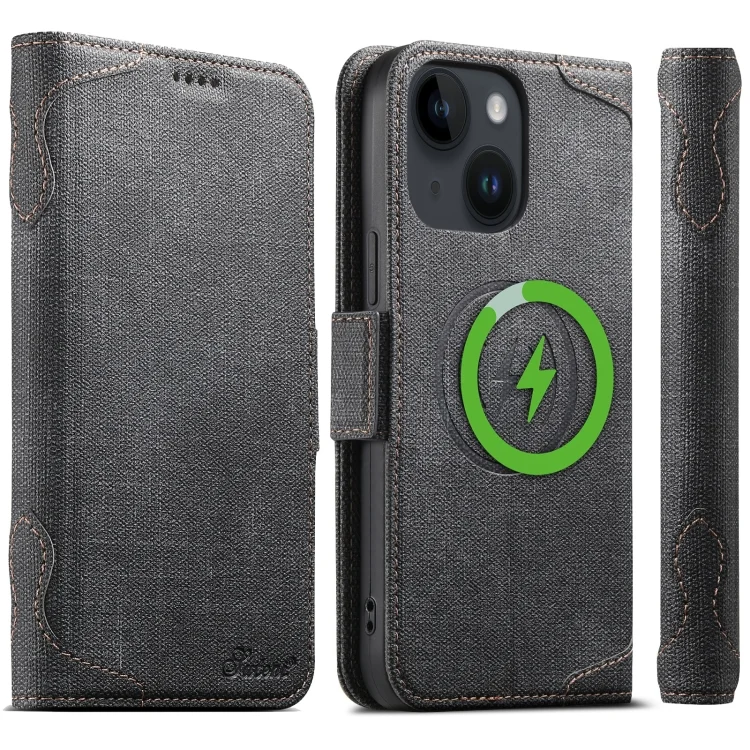 Suteni J07 Multi-functional Horizontal MagSafe Denim Leather Phone Case, For iPhone 15 Plus, For iPhone 15, For iPhone 14 Plus, For iPhone 14, For iPhone 14 Pro, For iPhone 14 Pro Max