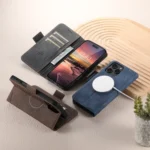 Suteni J07 Multi-functional Horizontal MagSafe Denim Leather Phone Case, For iPhone 16 Pro Max, For iPhone 16 Pro, For iPhone 16 Plus, For iPhone 16, For iPhone 15 Pro Max, For iPhone 15 Pro - Image 3