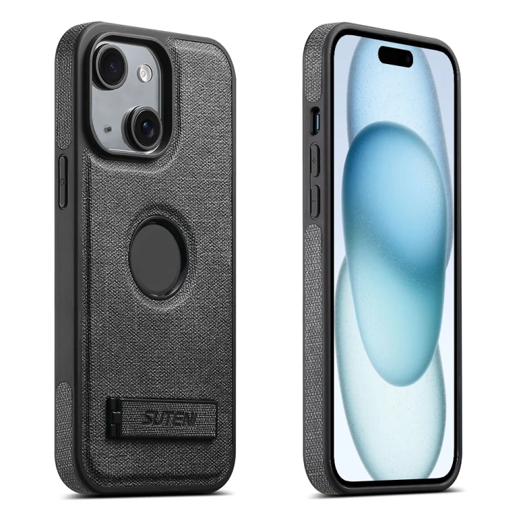 Suteni G2 Holder Denim Leather Back MagSafe Phone Case, For iPhone 15 Plus, For iPhone 15, For iPhone 14 Plus, For iPhone 14, For iPhone 14 Pro, For iPhone 14 Pro Max