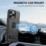 Suteni G2 Holder Denim Leather Back MagSafe Phone Case, For iPhone 15 Plus, For iPhone 15, For iPhone 14 Plus, For iPhone 14, For iPhone 14 Pro, For iPhone 14 Pro Max - Image 4