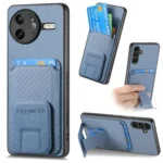 Carbon Fiber Card Bag Fold Stand Phone Case, For Redmi K80 Pro / Poco F7 Ultra, For Redmi K80 / Poco F7 Pro, For Redmi Turbo 4, For Xiaomi Poco X7 Pro