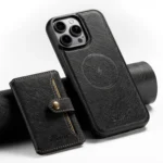 Suteni H20 Cross-Grain MagSafe Horizontal Card Bag Back Phone Case, For iPhone 16 Pro Max, For iPhone 16 Pro, For iPhone 16 Plus, For iPhone 16, For iPhone 15 Pro Max, For iPhone 15 Pro