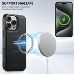 Suteni H20 Cross-Grain MagSafe Horizontal Card Bag Back Phone Case, For iPhone 16 Pro Max, For iPhone 16 Pro, For iPhone 16 Plus, For iPhone 16, For iPhone 15 Pro Max, For iPhone 15 Pro - Image 4