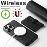 Suteni H20 Cross-Grain MagSafe Horizontal Card Bag Back Phone Case, For iPhone 16 Pro Max, For iPhone 16 Pro, For iPhone 16 Plus, For iPhone 16, For iPhone 15 Pro Max, For iPhone 15 Pro - Image 6