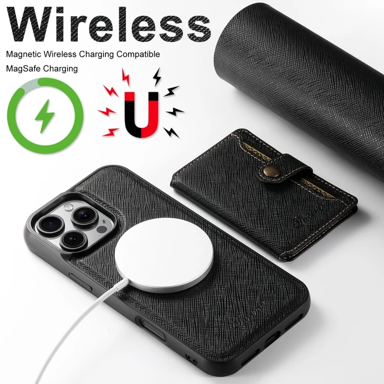 SYA002757001A_4.webp Suteni H20 Cross-Grain MagSafe Horizontal Card Bag Back Phone Case, For iPhone 16 Pro Max, For iPhone 16 Pro, For iPhone 16 Plus, For iPhone 16, For iPhone 15 Pro Max, For iPhone 15 Pro - Image 6