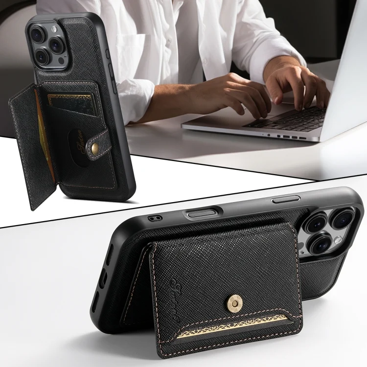 SYA002757001A_6.webp Suteni H20 Cross-Grain MagSafe Horizontal Card Bag Back Phone Case, For iPhone 16 Pro Max, For iPhone 16 Pro, For iPhone 16 Plus, For iPhone 16, For iPhone 15 Pro Max, For iPhone 15 Pro - Image 8